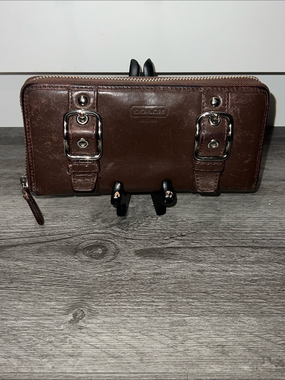 Vintage Coach Zoe Double Pouch Zip Around Wallet - Picture 2 of 15